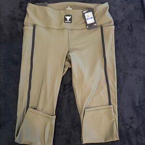 Under Armour Project Rock Olive Leggings with Black Accents